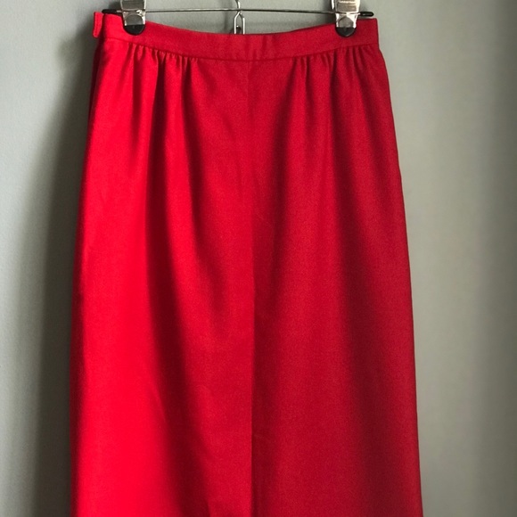 Red Vintage Pendleton Wool Pencil Skirt - Picture 2 of 4